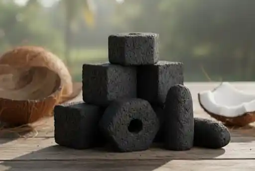 Types of coconut shell charcoal briquettes for export