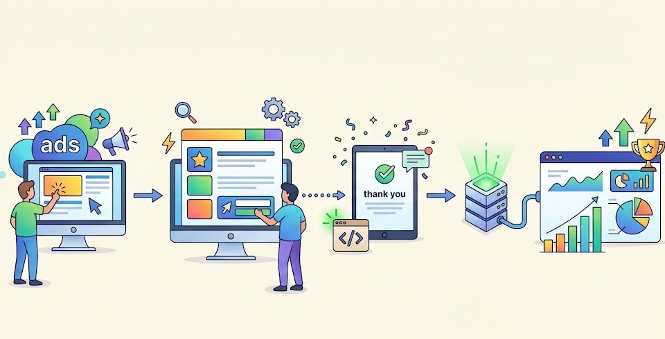 cara tracking conversion landing page